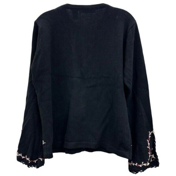 Victoria Jones Size M Christmas Sweater Cardigan Bell Sleeve Embellished Holiday - Picture 2 of 7
